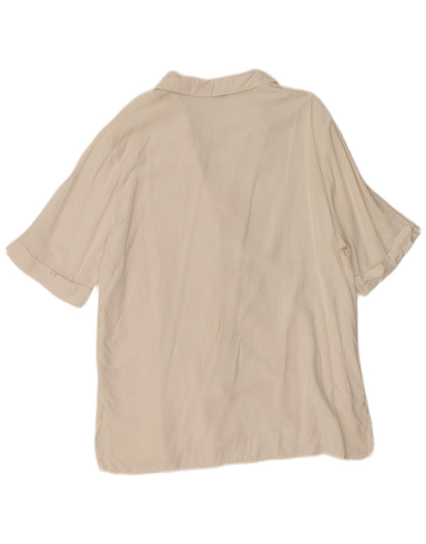 Vintage mujer manga corta camisa blusa Reino Unido 18 XL blanco