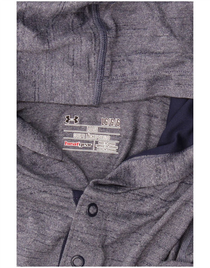 UNDER ARMOUR Camiseta con capucha Heat Gear para hombre de manga larga con moteado azul marino grande