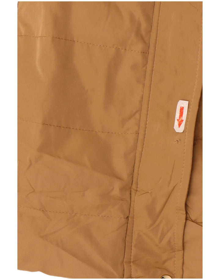 Zara Mujer Abrigo Acolchado Con Capucha UK 44 Poliéster Beige Medio