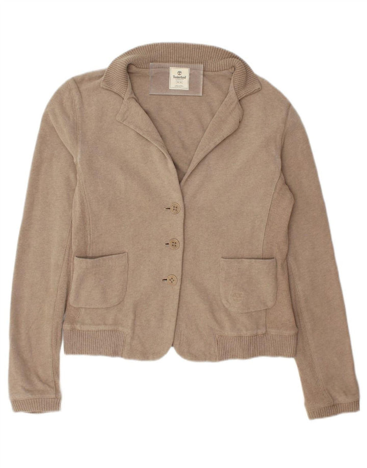 TIMBERLAND Womens Cardigan Sweater UK 14 Medium Brown Cotton