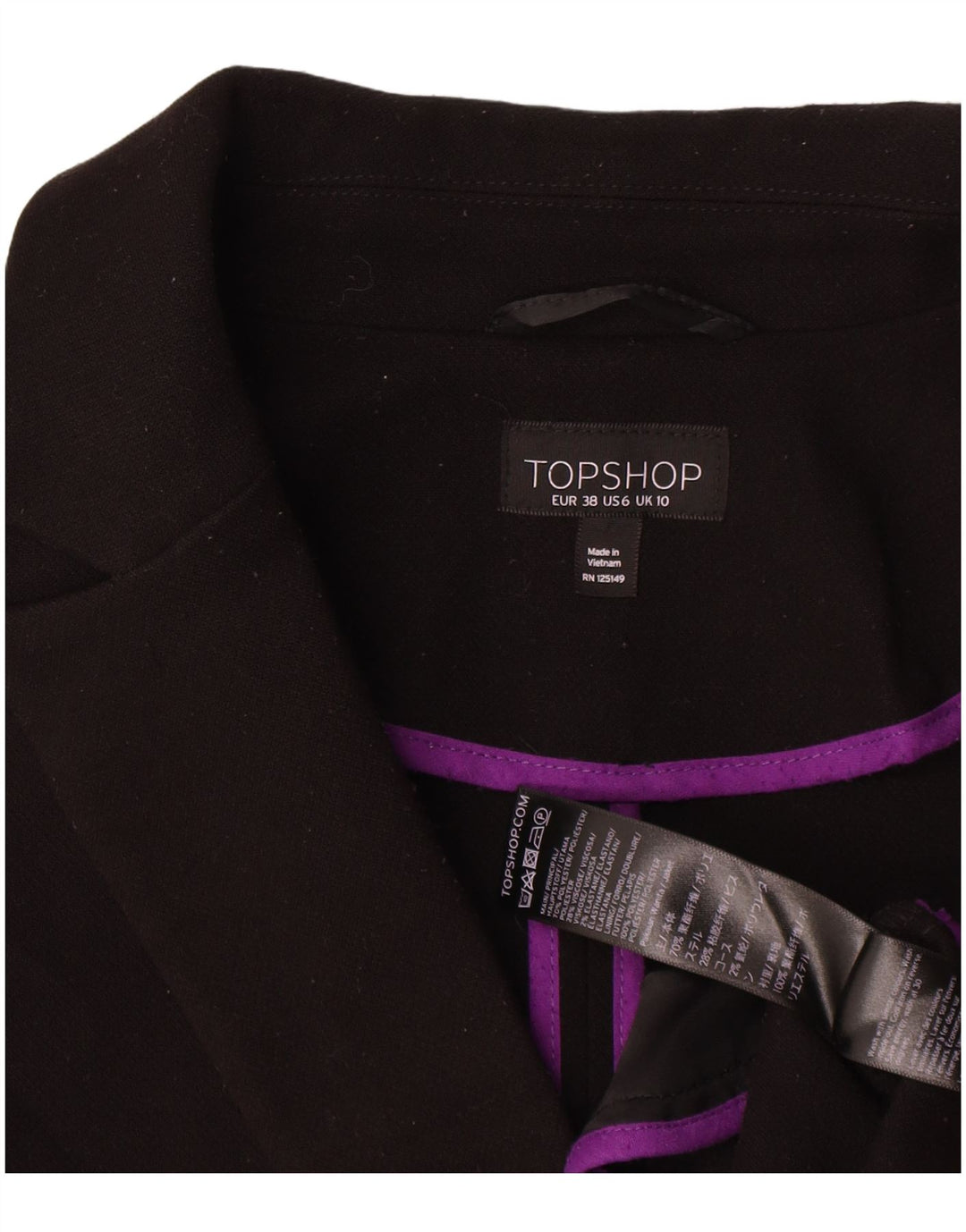 Topshop Abrigo extragrande para mujer UK 10 Small Poliéster negro