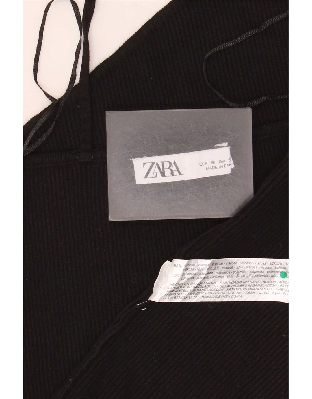 Zara Mujer Crop Top UK 10 Small Viscosa Negra