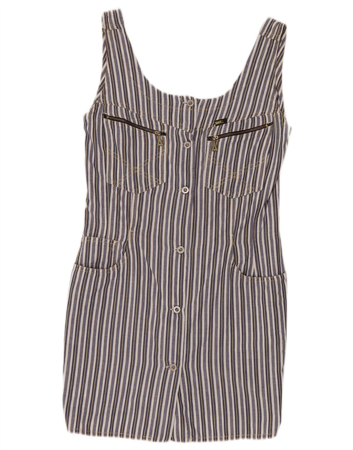 VINTAGE Vestido de vaina sin mangas para mujer Reino Unido 8 Pequeño azul marino a rayas
