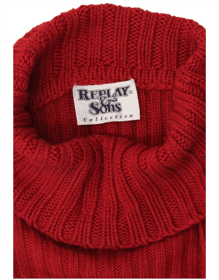 Replay Suéter tipo jersey con cuello vuelto para mujer, talla 44, talla M, color rojo