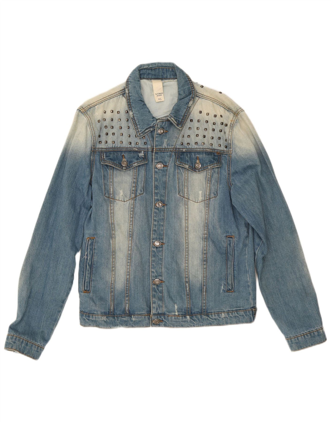 Vintage hombres chaqueta de mezclilla desgastada Reino Unido 42 XL algodón azul