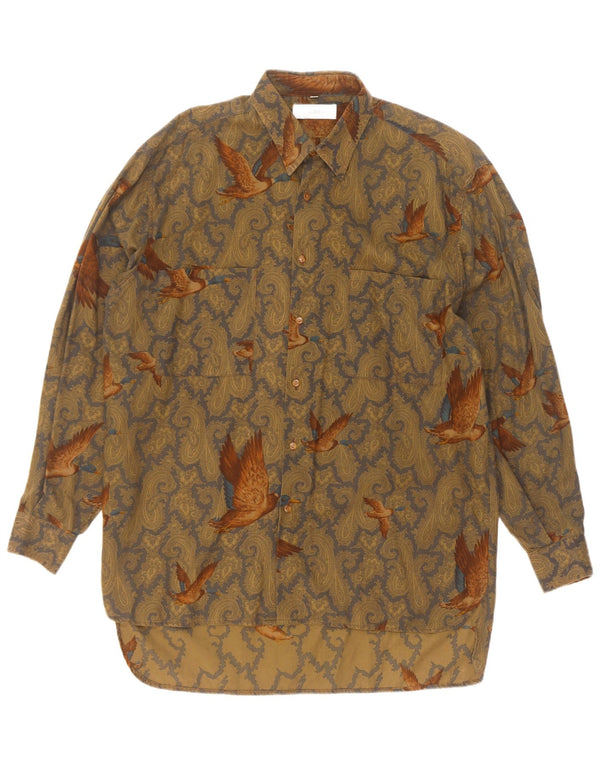 Camisa Millibar Hombre Grande Beige Paisley Algodón
