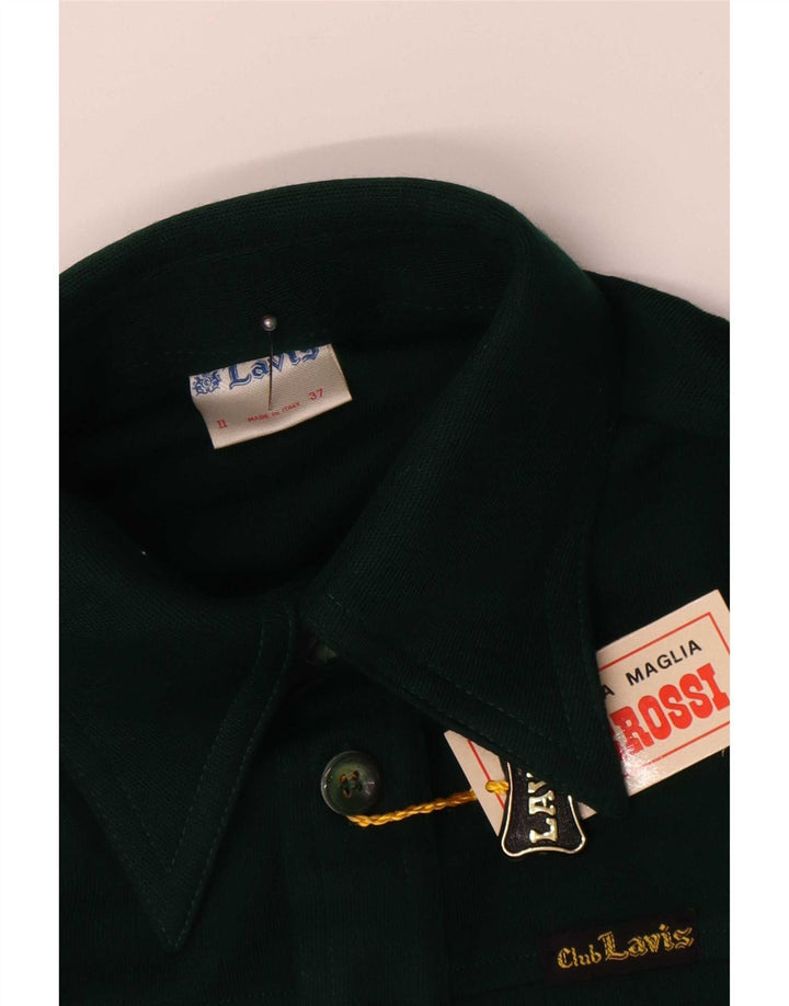 Vintage hombres pullover camisa tamaño 37 pequeño acrílico negro