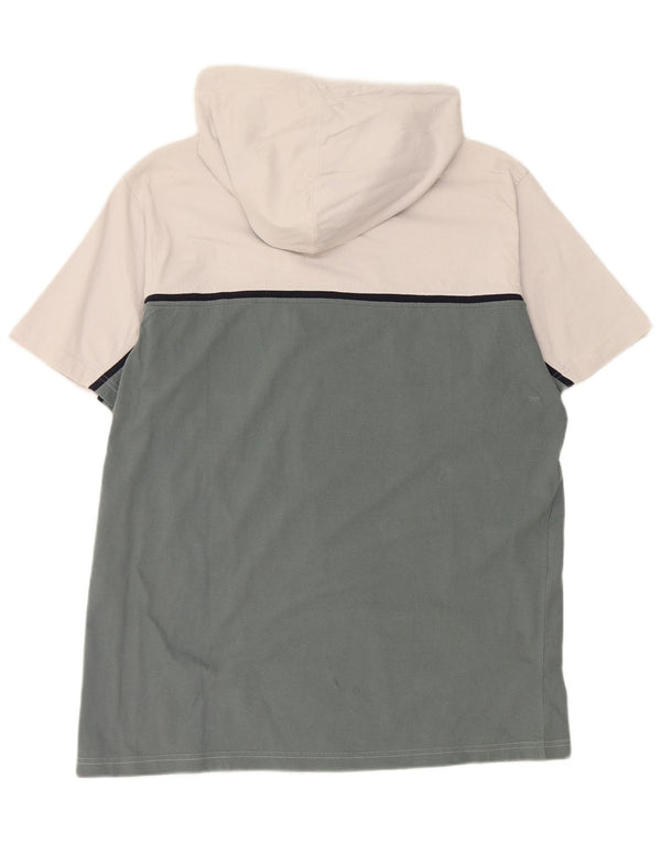 CHAMPION Camiseta con capucha y cuello con cremallera para hombre Top 2XL Algodón blanco con bloques de color