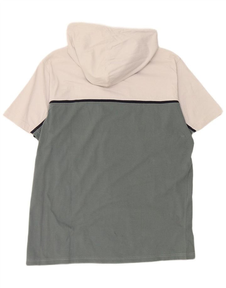 CHAMPION Camiseta con capucha y cuello con cremallera para hombre Top 2XL Algodón blanco con bloques de color