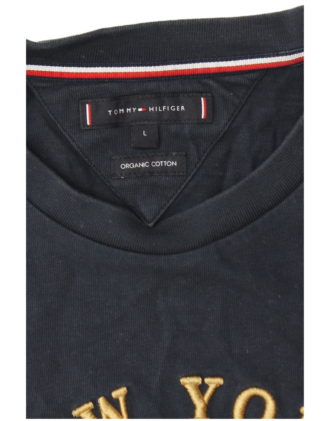 Tommy Hilfiger Camiseta gráfica para mujer Top Grande Azul marino