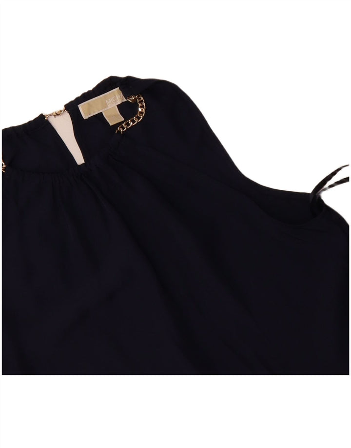 MICHAEL KORS Womens Halter Top UK 14 Medium Navy Blue Polyester