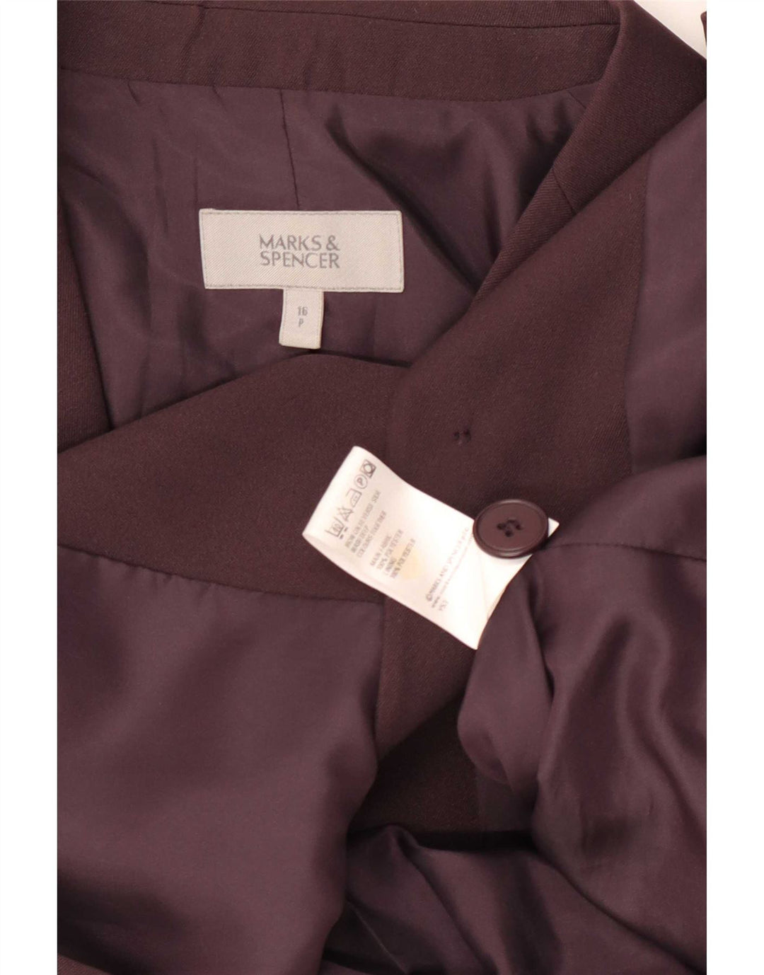 Marks & Spencer Chaqueta tipo blazer de 2 botones para mujer UK 46 Grande Poliéster marrón