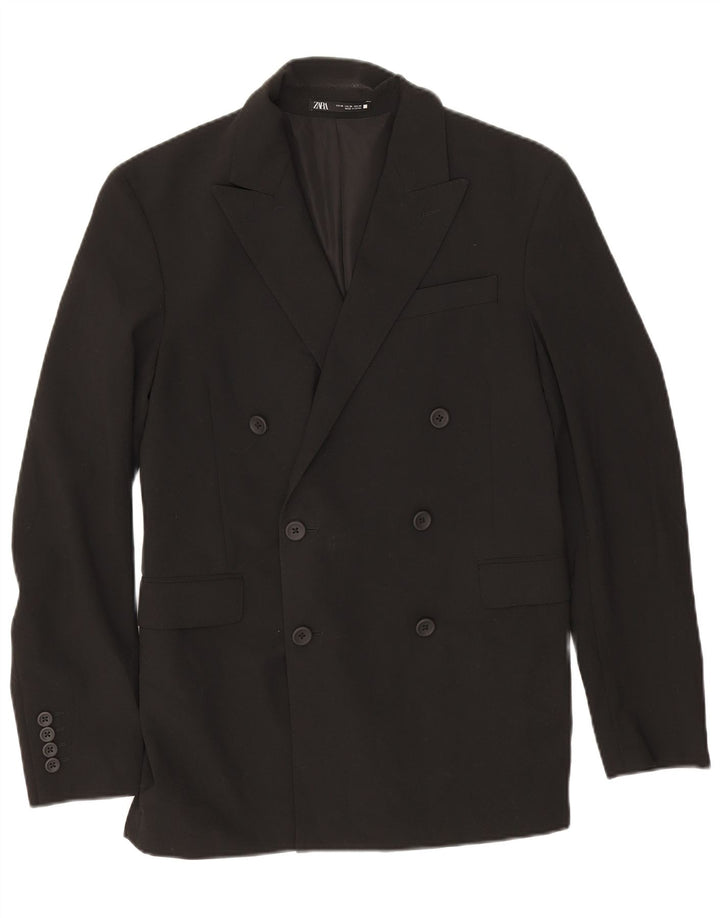 Zara Chaqueta tipo blazer con doble botonadura para hombre EU 46 Small Poliéster negro