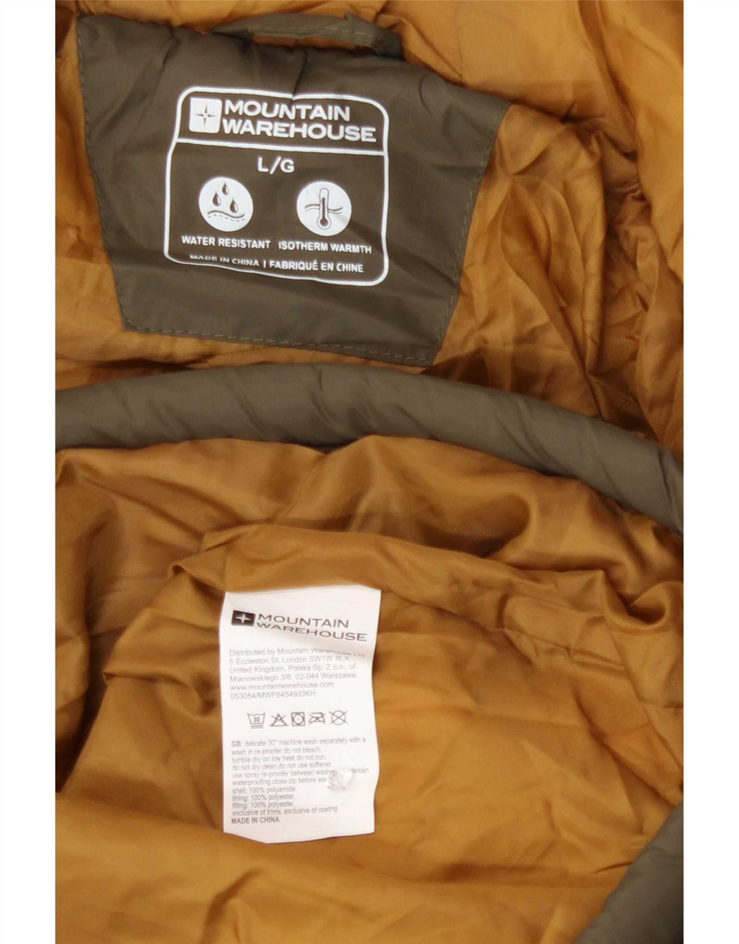 Chaqueta acolchada con capucha para hombre Mountain Warehouse UK 40 Large Poliamida caqui