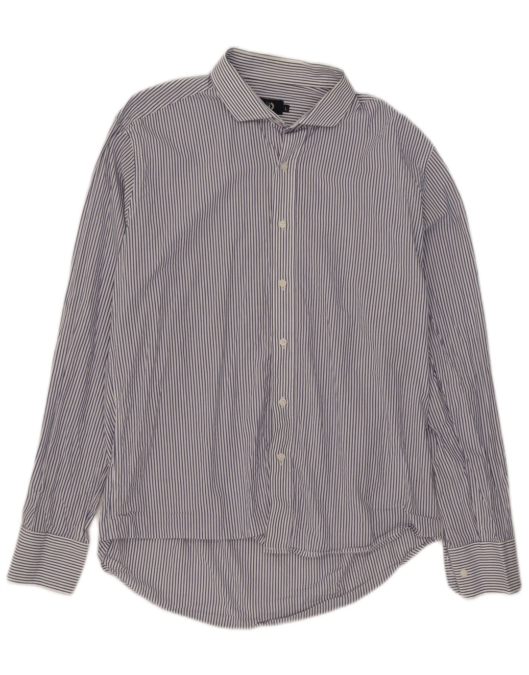 Dack's Camisa ajustada para hombre de algodón a rayas azules grandes