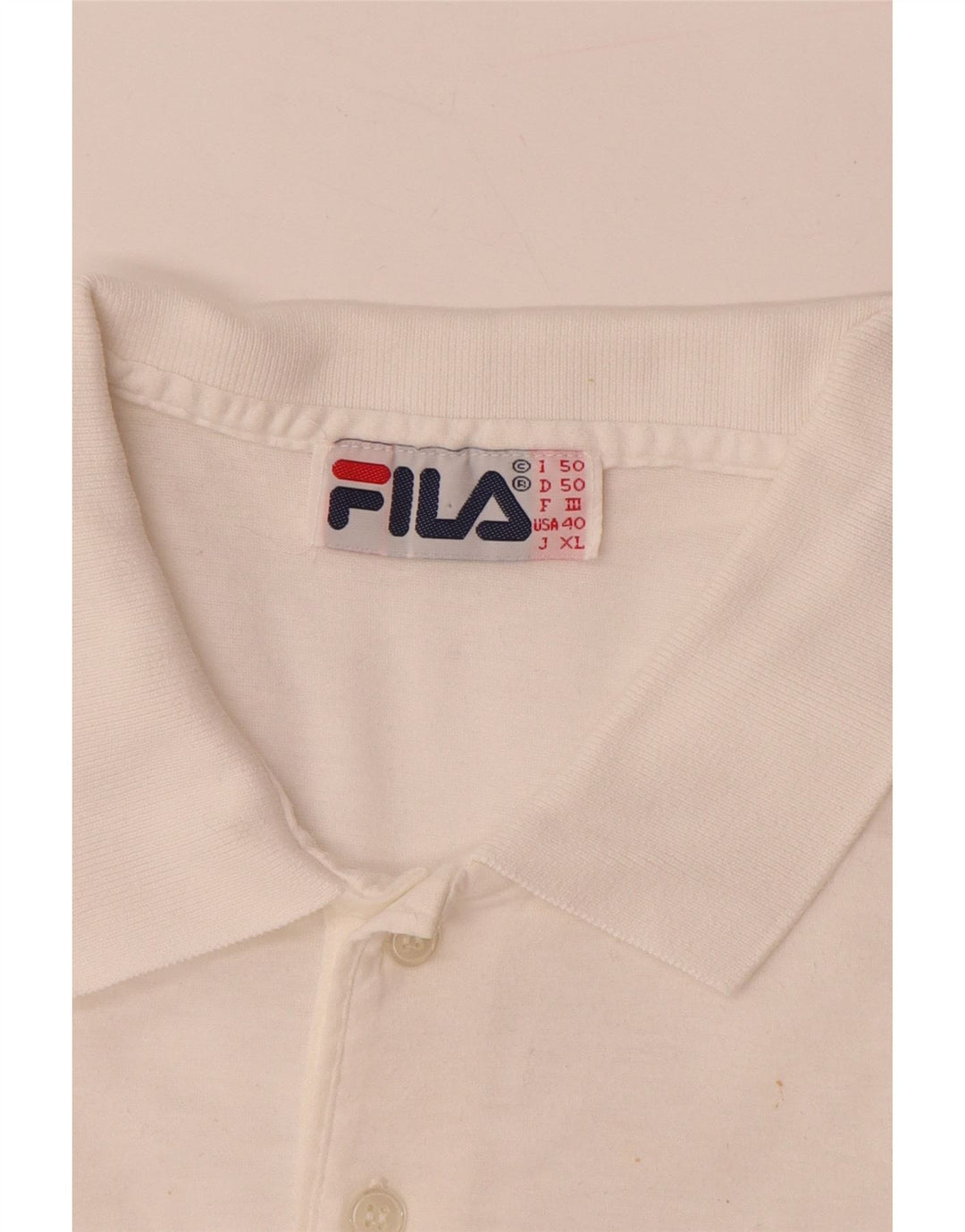 FILA Polo gráfico para hombre IT 50 Medium White Colourblock Cotton
