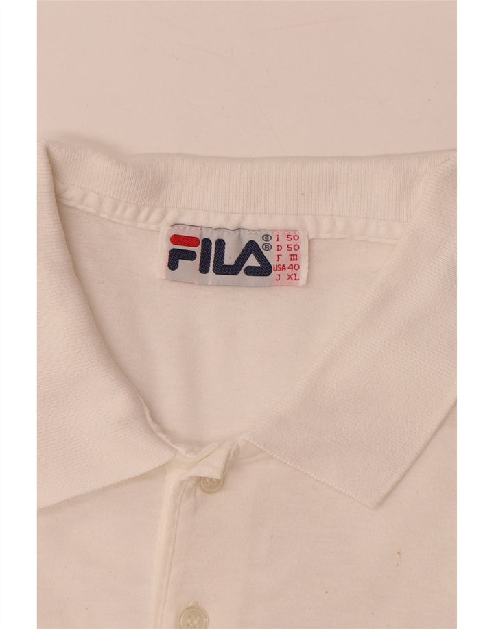 FILA Polo gráfico para hombre IT 50 Medium White Colourblock Cotton