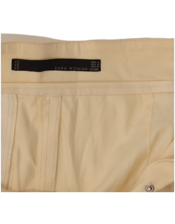 Zara Mujer Studio Pantalones Cortos De Pernera Ancha Mediano W28 L24 Blanco Roto