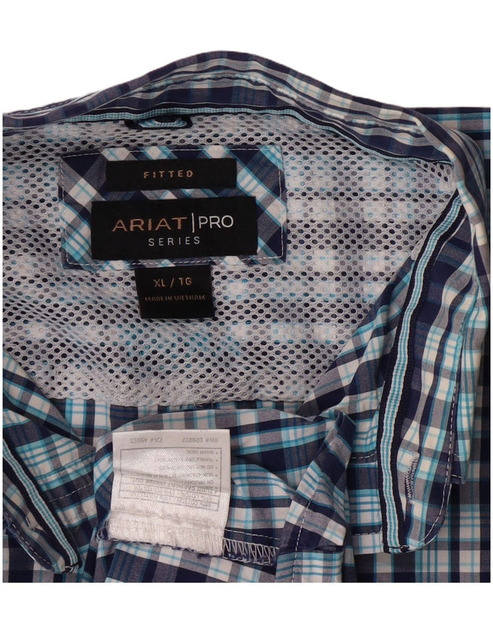 Camisa ajustada Ariat para hombre XL Algodón a cuadros azules