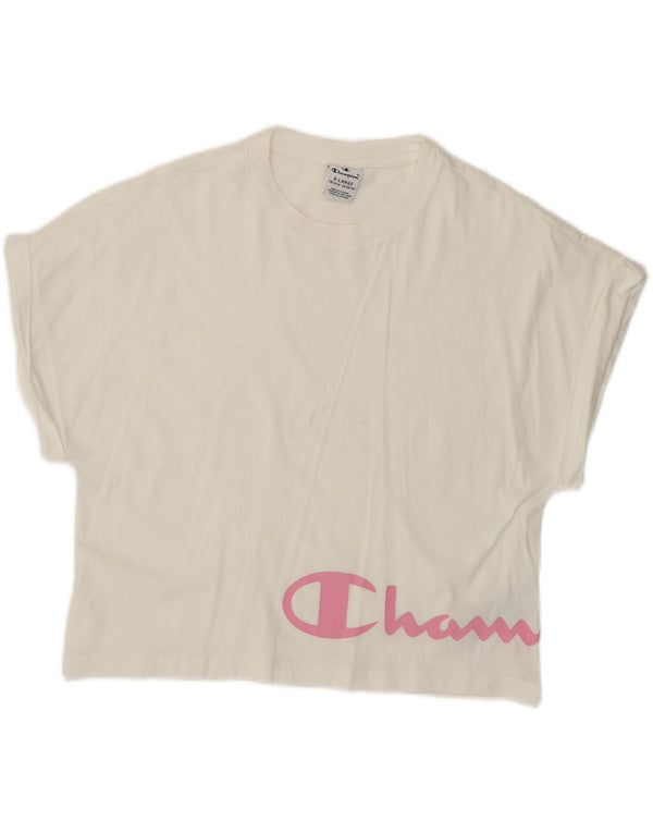 Champion Camiseta corta con gráfico para niña 13-14 años XL Algodón blanco