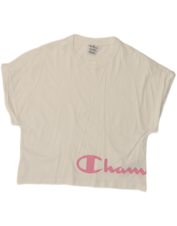 Champion Camiseta corta con gráfico para niña 13-14 años XL Algodón blanco