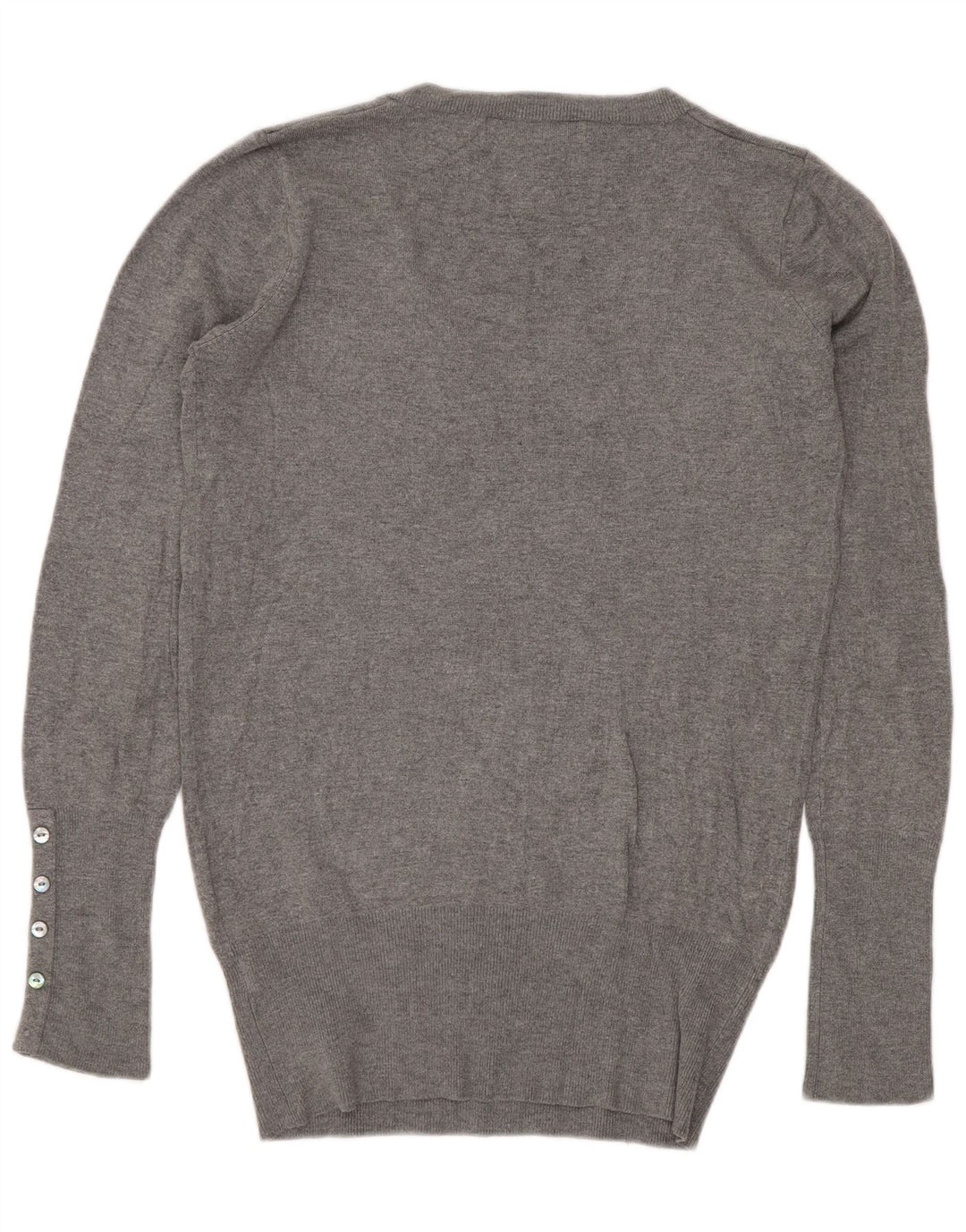 Zara - Jersey con cuello en V para mujer, talla 42, rayón gris medio