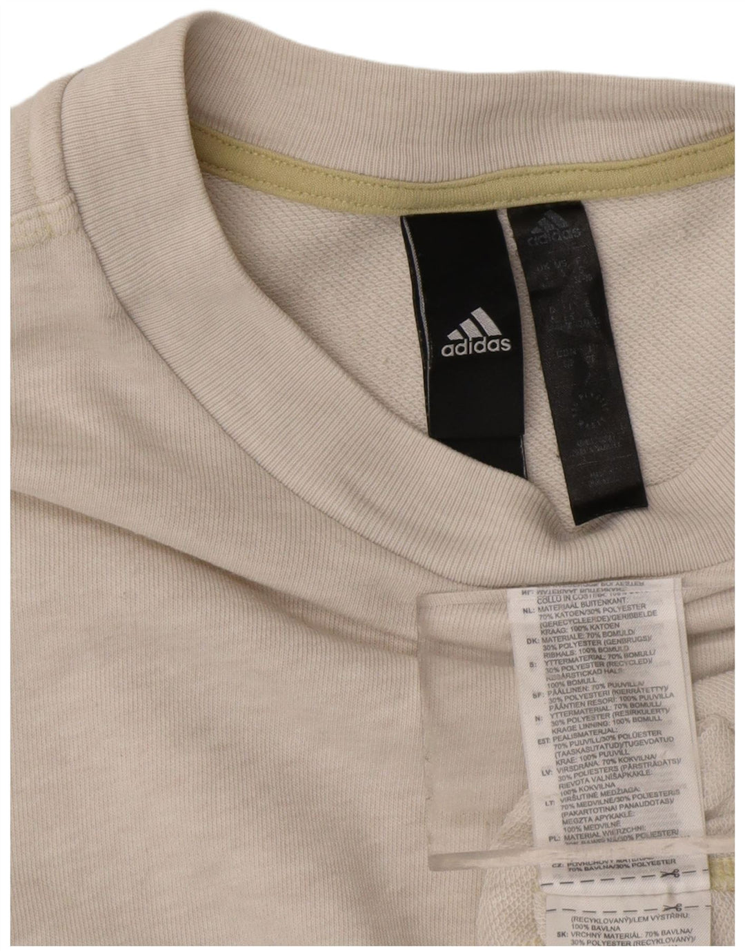 ADIDAS Mujer Oversize Crop Sudadera Jumper UK 8/10 Pequeño Algodón Gris