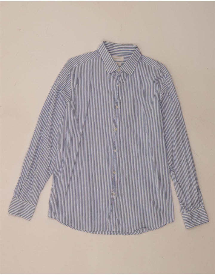 Camisa Massimo Dutti Hombre XL Algodón Rayas Azules