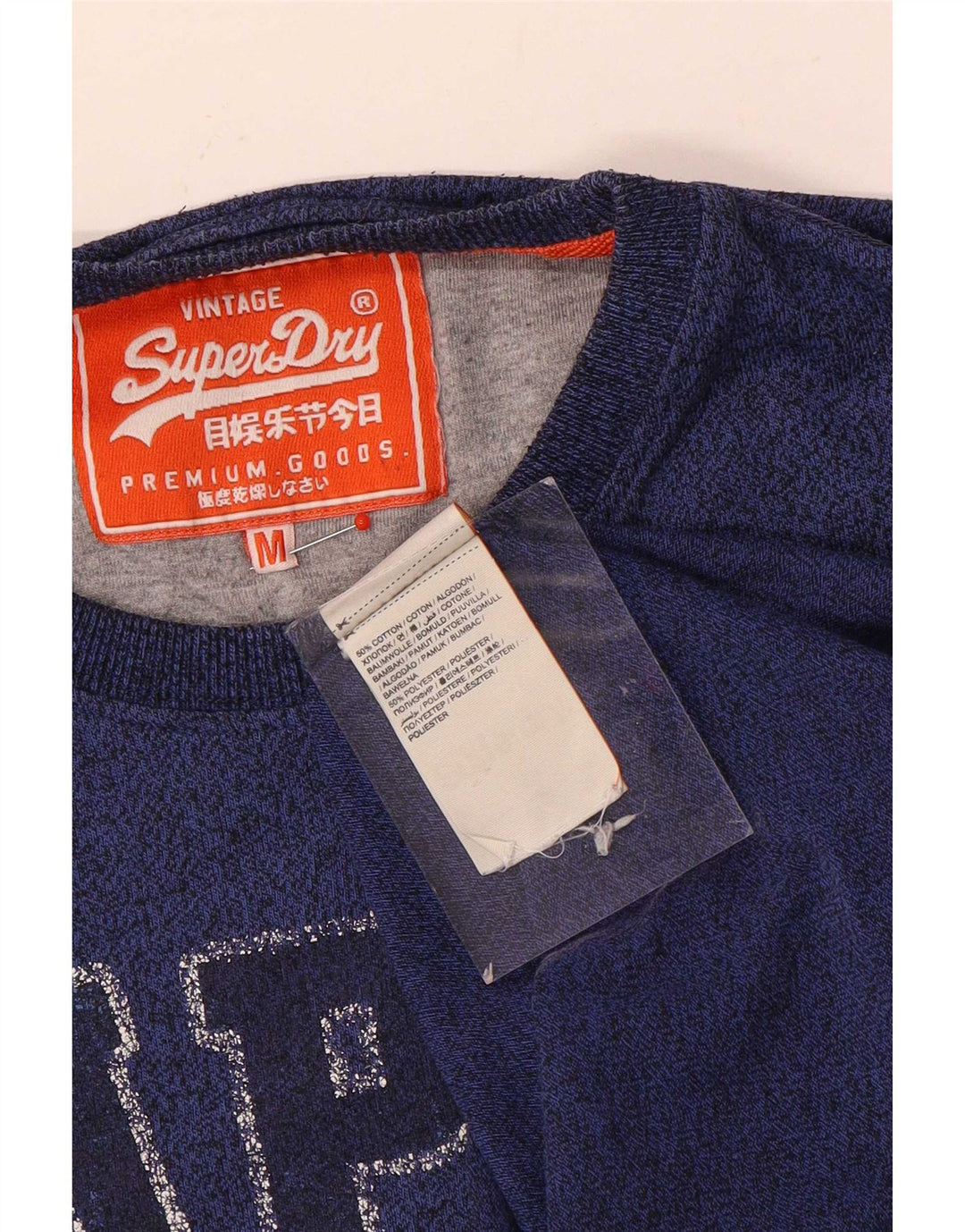 Superdry Camiseta estampada con estampado de algodón moteado en azul medio para hombre
