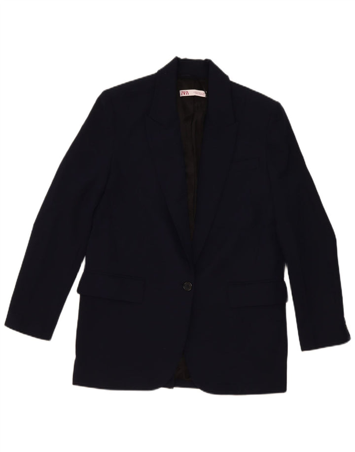 Zara Chaqueta Blazer Extragrande con 2 Botones para Mujer UK 6 XS Viscosa Azul Marino