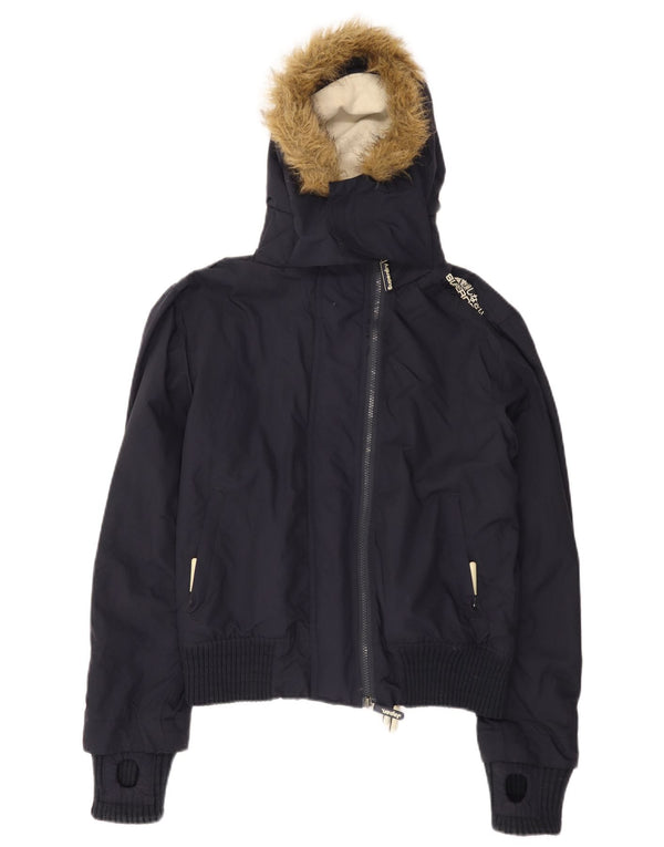 Superdry Chaqueta Bomber con Capucha The Windbomber para Mujer UK 46 Grande Azul Marino