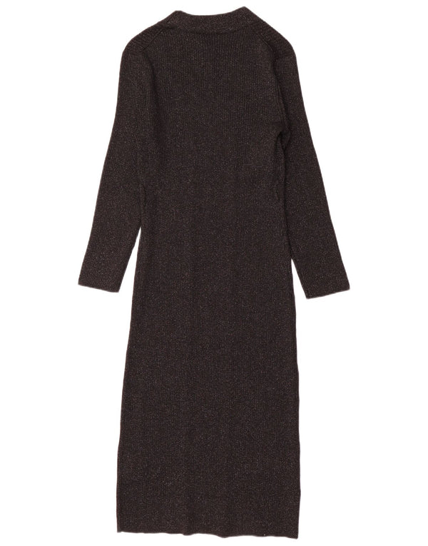 Dkny Vestido tipo jersey de manga larga para mujer UK 40 Mediano Rayón moteado negro