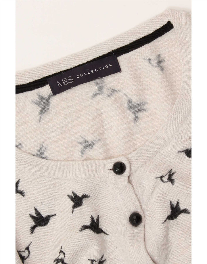 Marks & Spencer Suéter Cárdigan con Patrón Abstracto para Mujer Reino Unido 40 Mediano Blanco