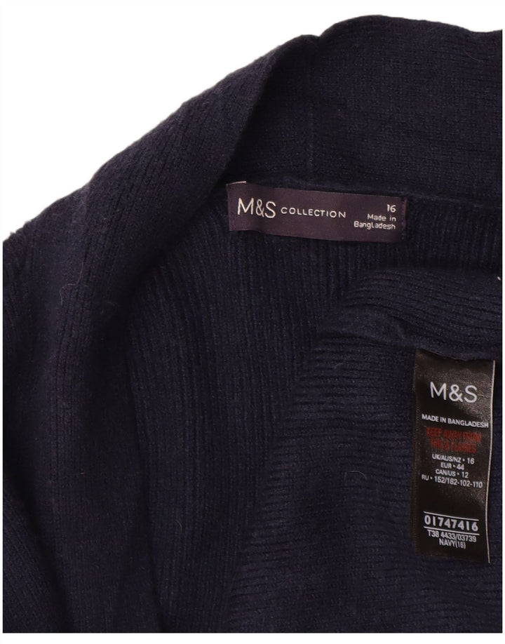 Marks & Spencer Suéter Cárdigan Abierto Largo para Mujer UK 46 Grande Azul Marino