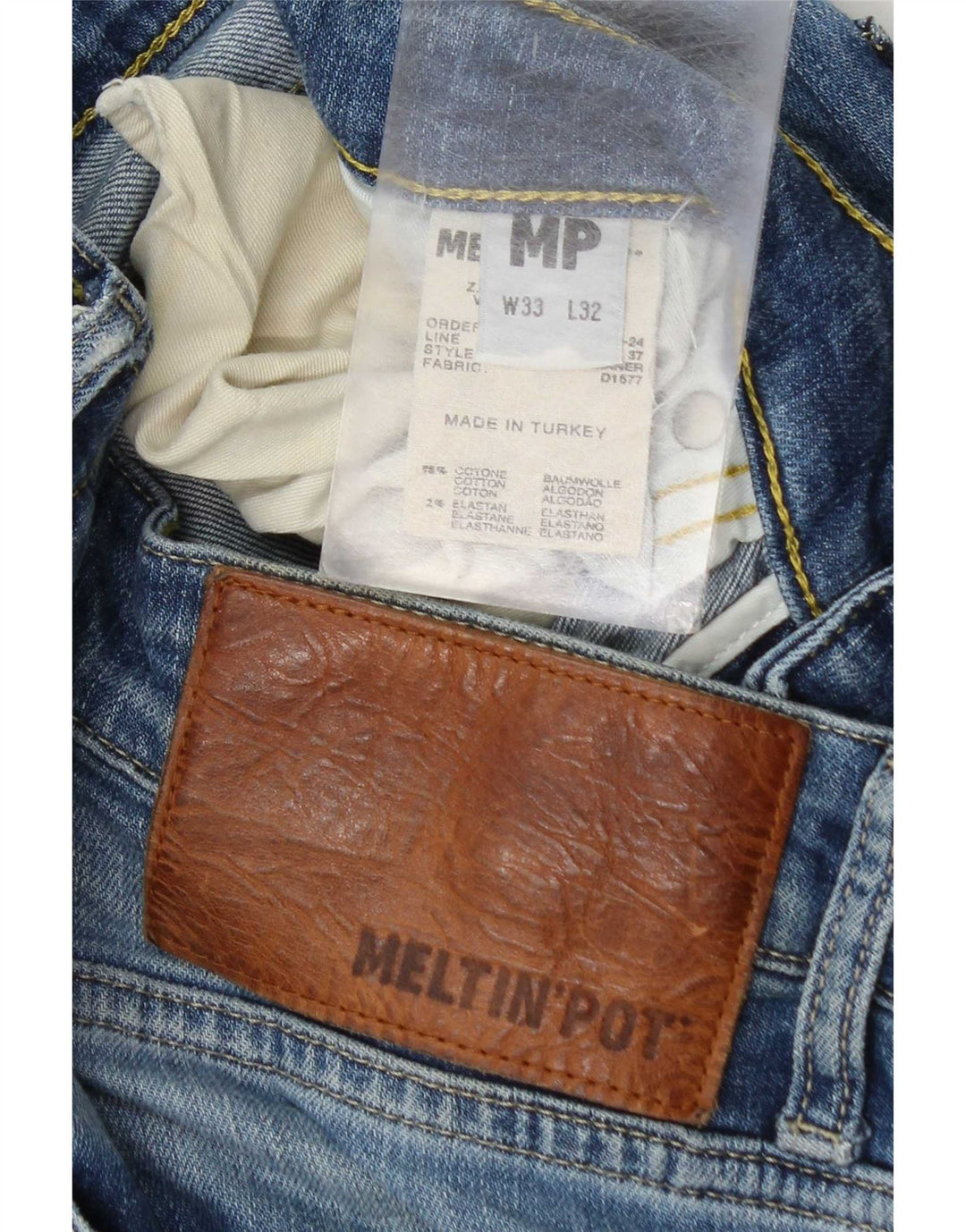 Meltin' Pot Vaqueros ajustados para hombre W33 L32 Algodón azul