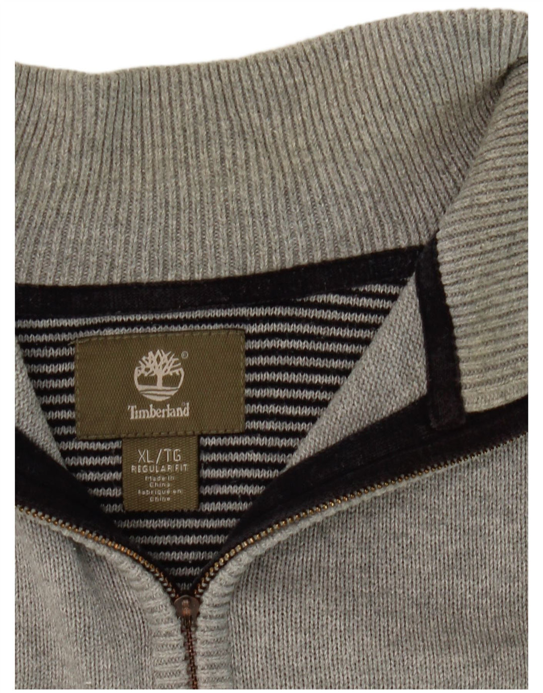 TIMBERLAND Suéter tipo jersey con cuello y cremallera de ajuste regular para hombre XL Gris