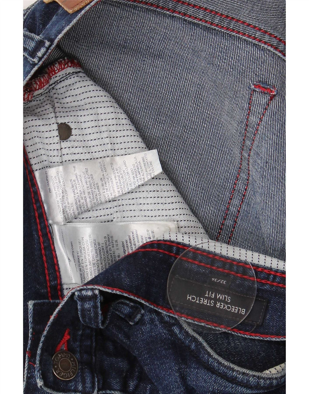 Vaqueros Tommy Hilfiger Bleecker Slim para mujer W13 L28 Algodón azul