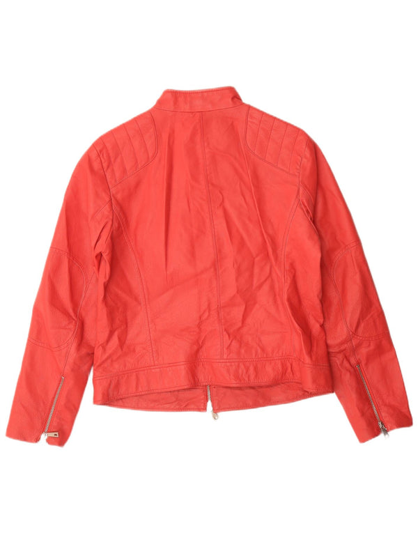 Linea Emme Chaqueta de cuero para mujer UK 46 Grande Rojo