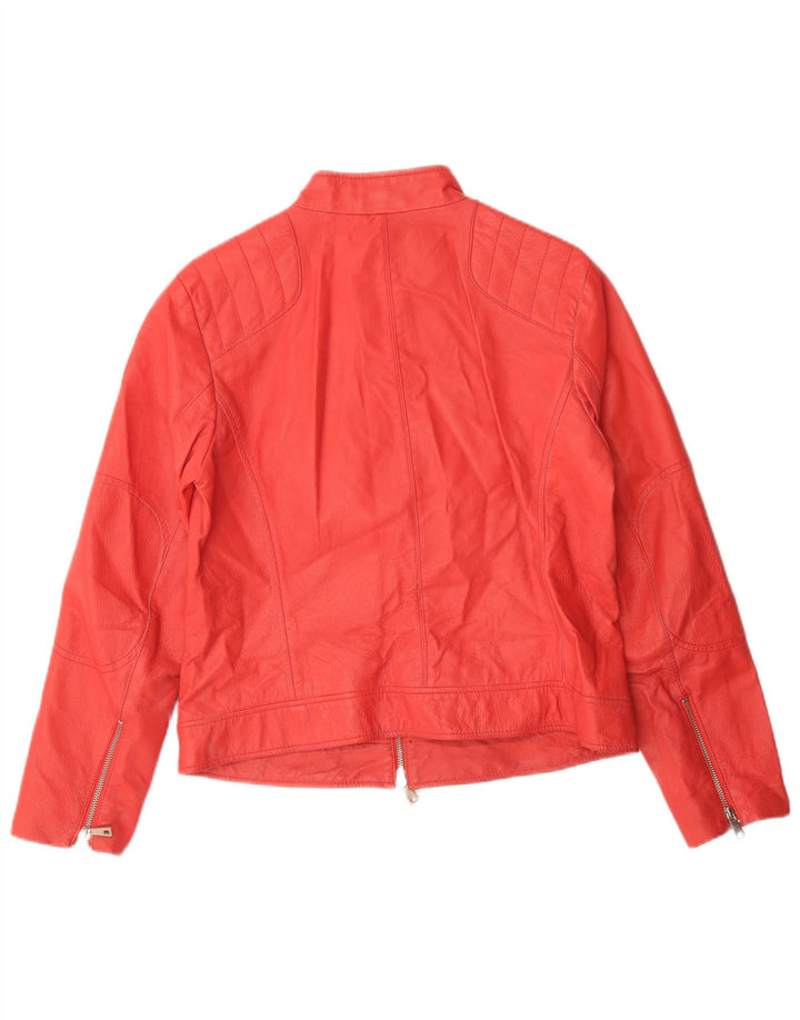 Linea Emme Chaqueta de cuero para mujer UK 46 Grande Rojo