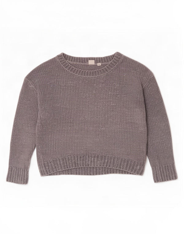 Gap Suéter Corto de Terciopelo con Cuello Barco para Mujer UK 6 XS Gris