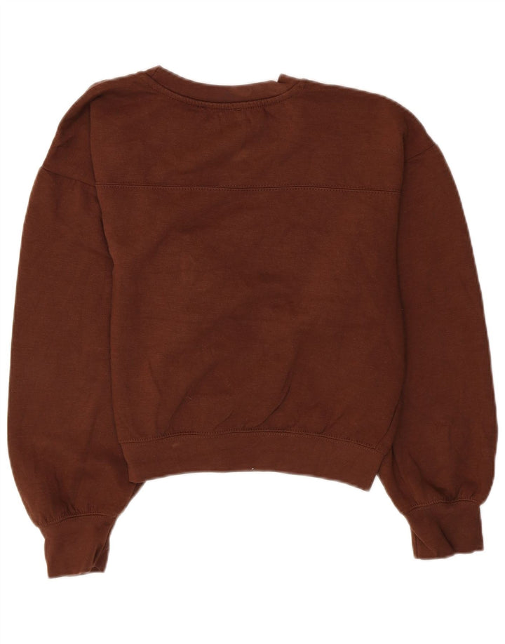 Zara Mujer Crop Sudadera Jumper UK 44 Marrón Medio Poliéster