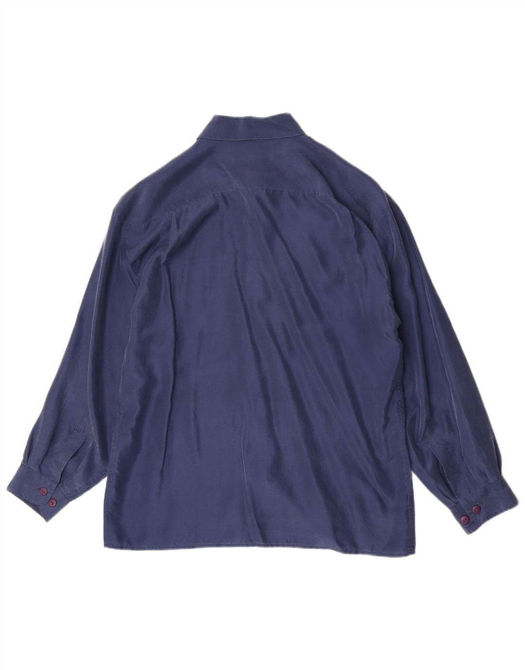 Camisa vintage para hombre de seda azul marino medio