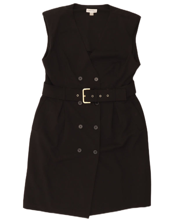 Calvin Klein Vestido sin mangas para mujer US 14 Grande Poliéster negro