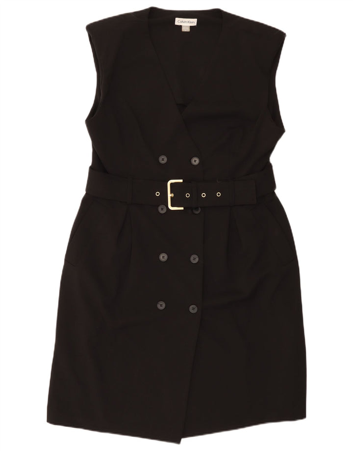 Calvin Klein Vestido sin mangas para mujer US 14 Grande Poliéster negro