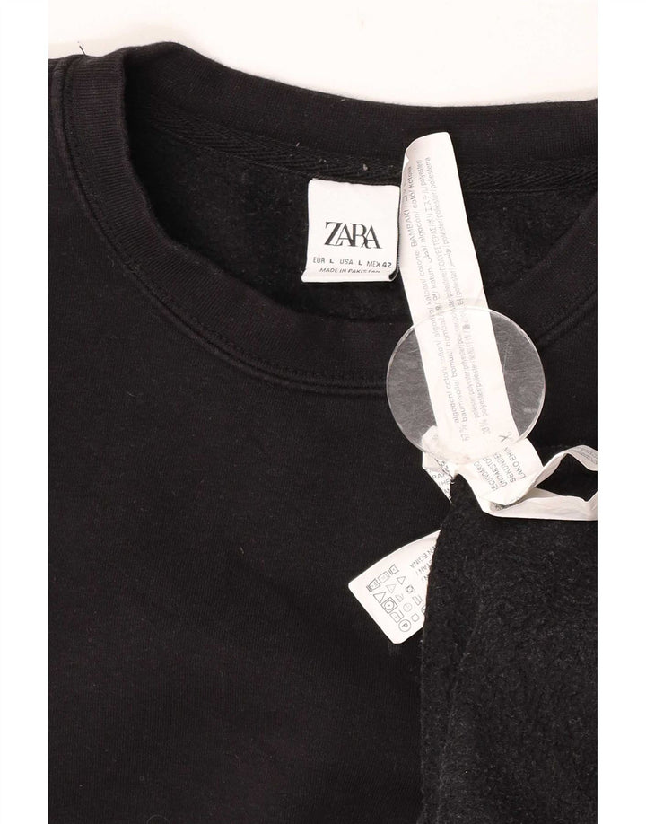 Zara Hombre Sudadera Jumper Large Negro Algodón