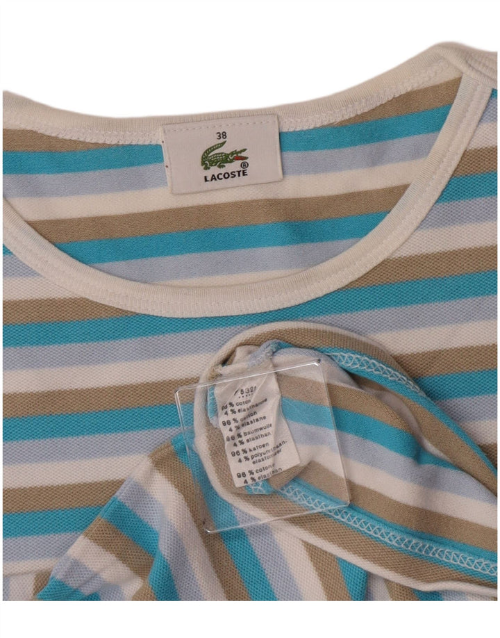 Camiseta corta para mujer Lacoste Talla 38 Mediana Algodón a rayas multicolor