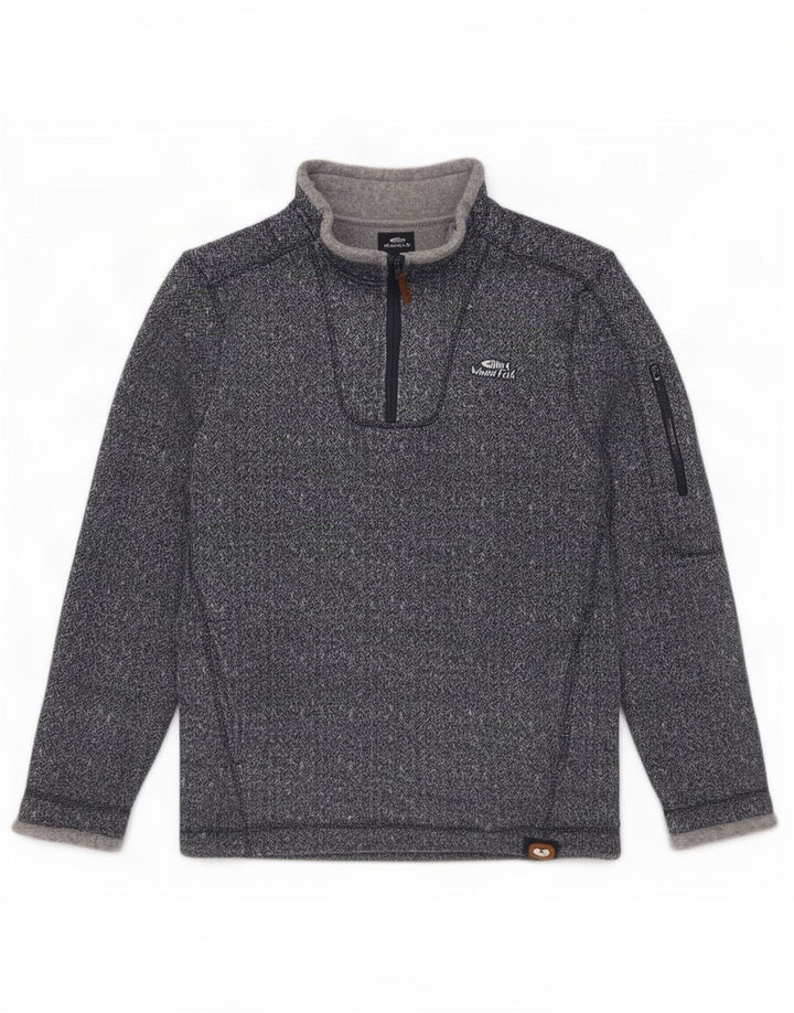 Weird Fish Sudadera con Cuello y Cremallera para Hombre Jersey Medium Azul Marino Moteado