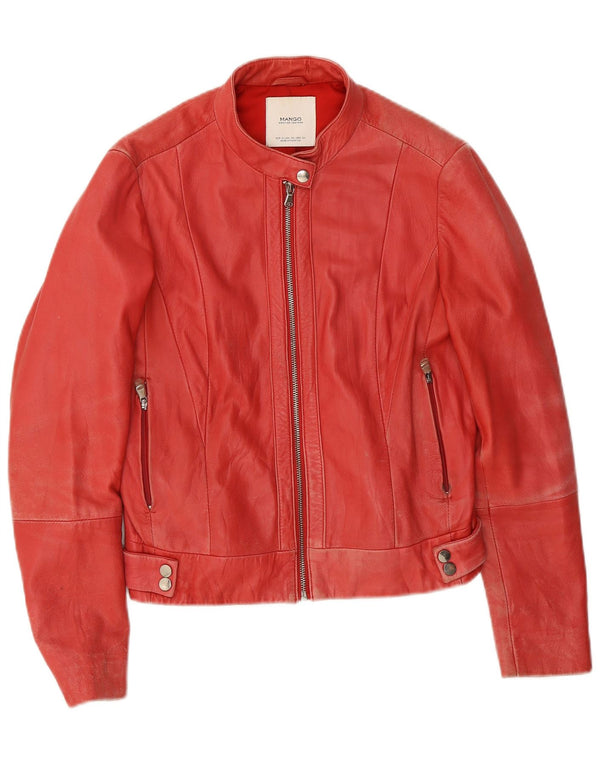 Mango Chaqueta de cuero para mujer UK 10 Small Red Leather