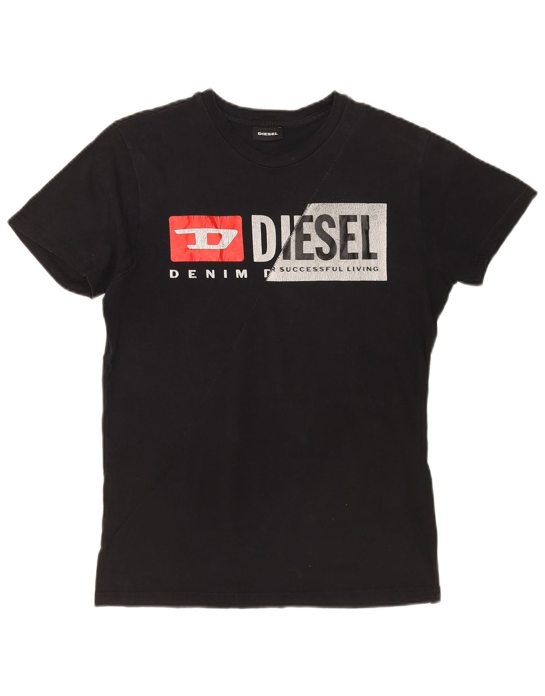 DIESEL Camiseta gráfica para hombre Top Small Black Cotton