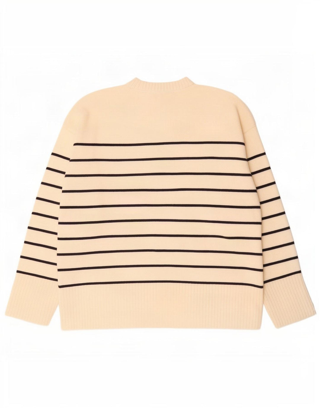 Zara - Jersey con cuello redondo para mujer, talla 40, talla mediana, color blanco a rayas